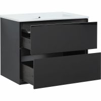 Тумба под раковину Aquanet Милан 85 316703 подвесная Черный глянец — фото 5, Мебель для ванной