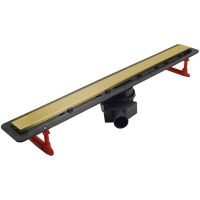 Душевой лоток Pestan Confluo Frameless Line 650 13701222 с двухсторонней решеткой Золото глянцевый / полая под плитку — фото 1, Душевые лотки