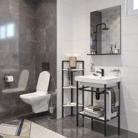 Товар: Шкаф пенал DIWO Смоленск С14144 угловой Черный муар Северное дерево - фото 4 Шкаф пенал DIWO Смоленск С14144 угловой Черный муар Северное дерево — фото 4, Мебель для ванной