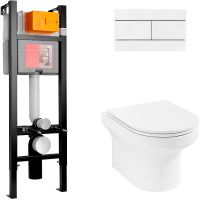 Комплект унитаза с инсталляцией Jacob Delafon Elite E21755RU-00 с сиденьем Микролифт и Белой клавишей смыва — фото 1, Комплекты унитаз + инсталляция