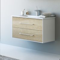 Тумба под раковину Aqwella 5 Stars Маями 60 Mai.01.06 подвесная Дуб сонома Белая — фото 2, Мебель для ванной