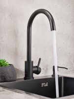 Смеситель для кухни Ростовская Мануфактура Сантехники SUS124BL-017F Черный матовый — фото 3, Смесители