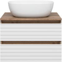 Тумба под раковину Brevita Dakota 60 подвесная Белая матовая Дуб Галифакс олово арт-DAK-09060-19/01-2Я — фото 2, Тумбы под раковину