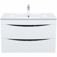 Тумба с раковиной Iddis Cloud 80 подвесная Белая матовая Черный мрамор арт-CLO80B0i95K — фото 2, Тумбы с раковиной