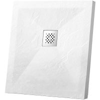Душевой поддон из искусственного камня Vincea 90x90 VST-4SR9090W+Vsph-D132 Белый матовый — фото 1, Душевые поддоны из искусственного камня