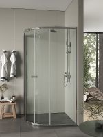 Душевой уголок Agger A01-100TCR/G 100x100 профиль Хром стекло прозрачное — фото 3, Душевые уголки четверть круга