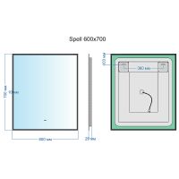 Зеркало Silver Mirrors Spell Black 60 LED-00002972 с подсветкой Черное с бесконтактным выключателем — фото 16, Мебель для ванной