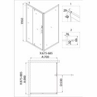 Душевой уголок Niagara Nova 90х70 NG-63-9A-A70 профиль Хром стекло прозрачное — фото 5, Душевые уголки