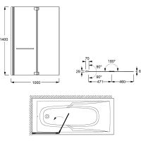 Шторка на ванну Jacob Delafon Adequation E4931-BL Черный матовый — фото 2, Неподвижные шторки для ванной