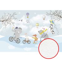 Фреска детская Ortograf Для самых маленьких 33683 Фактура бархат FX Флизелин (4*2,7) Голубой/Разноцветный, Животные — фото 1, Фрески