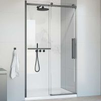 Душевая дверь Vincea Como Soft 130 VDS-1CS130CLGM профиль Вороненая сталь стекло прозрачное — фото 1, Раздвижные душевые двери