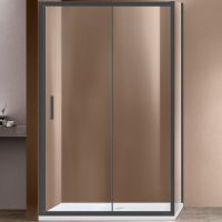 Душевой уголок Vincea Garda 140x80 VSR-1G8014CLGM профиль Вороненая сталь стекло прозрачное — фото 1, Прямоугольные душевые уголки