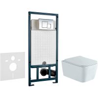 Комплект унитаза Aquatek Либра New AQ1148N-00 с сиденьем Микролифт и инсталляцией WeltWasser WW Marberg 507 10000005949+10000005953 с клавишей смыва Хром глянцевый — фото 1, Комплекты унитаз + инсталляция