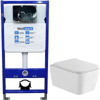 Комплект унитаза WellWant Tesoro WWU01111W с инсталляцией WellWant Standart 50 WWISI1110B с сиденьем Микролифт и клавишей смыва Хром глянцевый — фото 1, Комплекты унитаз + инсталляция