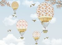 Фреска детская Ortograf Для самых маленьких 32909 Фактура флок FLK Флизелин (3,7*2,7) Голубой/Бежевый, Воздушные шары — фото 2, Фрески