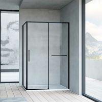 Душевой уголок Vincea Slim Soft 100x90 VSR-1SS9010CLB профиль Черный стекло прозрачное — фото 1, Прямоугольные душевые уголки