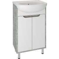 Тумба под раковину Runo Эко 50 00-00001326 Серый бетон Белая — фото 1, Тумбы под раковину