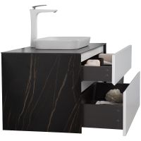 Тумба с раковиной Black&White Universe U907.1000-1 100 907U1000-1 подвесная White matt Lauren gold — фото 5, Мебель для ванной