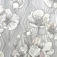 Обои Solo Anemone 168544-22 Винил на флизелине (1,06*10,05) Серый/Бежевый, Геометрия/Цветы — фото 1, Обои для стен