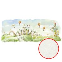 Фреска детская Ortograf Для малышей 33135 Фактура флок FLK Флизелин (6,4*2,7) Зеленый, Домики — фото 1, Фрески