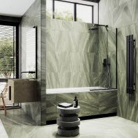 Товар: Шторка на ванну Maybah Glass MGV-142-6у 540x1400 в узком профиле Черный стекло прозрачное - фото 3 Шторка на ванну Maybah Glass MGV-142-6у 540x1400 в узком профиле Черный стекло прозрачное — фото 3, Неподвижные шторки для ванной