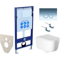Комплект унитаза с инсталляцией Aquatek Set Aquatek Лугано-018 4в1 с сиденьем Микролифт и клавишей смыва Хром глянцевый — фото 1, Комплекты унитаз + инсталляция