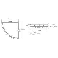 Стеклянная полка Bemeta Omega 104202162 угловая Хром — фото 2, Полки для ванной и душа