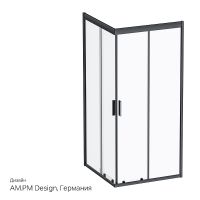 Душевой уголок AM.PM Gem 90х90 W90G-403-090BT профиль Черный матовый стекло прозрачное — фото 16, Квадратные душевые уголки