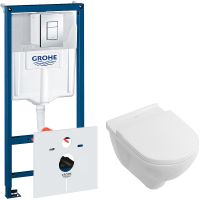 Комплект унитаза Villeroy&Boch O Novo 5660H101 с инсталляцией Grohe Rapid SL 38775001 с сиденьем Микролифт и клавишей смыва Хром — фото 1, Комплекты унитаз + инсталляция