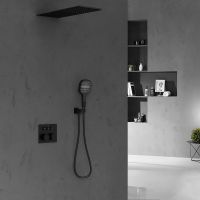 Душевая система Vincea VSFW-401TMB с термостатом Черная матовая — фото 2, Встраиваемые душевые комплекты