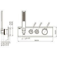 Смеситель для душа Teska Shine SH2002 с термостатом Хром Черное стекло — фото 2, Смеситель для душа