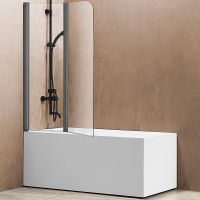 Шторка на ванну Vincea 114x140 VSB-12114CLGM профиль Вороненая сталь стекло прозрачное — фото 1, Складные шторки для ванной