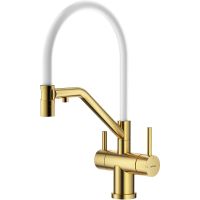 Смеситель для кухни Splenka S70.62.03 Золото матовое Белый — фото 1, Смесители для кухни