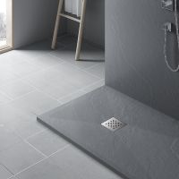 Душевой поддон из искусственного камня Vincea 90x90 VST-4SR9090G+Vsph-D132 Серый — фото 3, Душевые поддоны