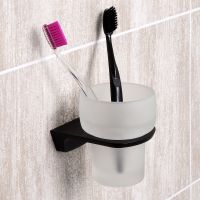 Стакан для зубных щеток WasserKRAFT Elbe K-7228 Черный матовый — фото 3, Мыльницы