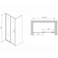 Душевая дверь Abber Schwarzer Diamant 130 AG301305 профиль Хром стекло прозрачное — фото 4, Раздвижные душевые двери