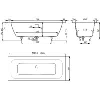 Ванна из искусственного камня Salini Orlanda Axis Kit 190х80 103321M Белая матовая — фото 6, Ванны из искусственного камня