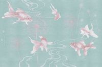 Фреска Ortograf Miracle 33853 Фактура флок FLK Флизелин (4,5*3) Бирюзовый/Розовый, Рыбы — фото 2, Фрески