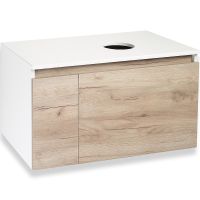 Тумба под раковину Runo Бари 80 00-00001375 подвесная Крафт дуб Белая — фото 11, Тумбы под раковину