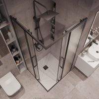 Товар: Душевой уголок Grossman Cosmo 80х80 300.K33.02.8080.21.02 профиль Черный матовый стекло шиншилла - фото 4 Душевой уголок Grossman Cosmo 80х80 300.K33.02.8080.21.02 профиль Черный матовый стекло шиншилла — фото 4, Квадратные душевые уголки