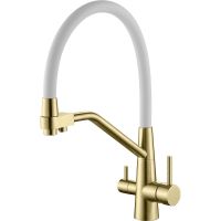 Смеситель для кухни Splenka S71.62.03 Золото матовое Белый — фото 1, Смесители для кухни