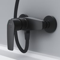 Комплект душевого уголка с душевой системой и аксессуарами AM.PM Gem 90x90 WK90EN профиль Черный матовый стекло прозрачное — фото 23, Душевые уголки четверть круга