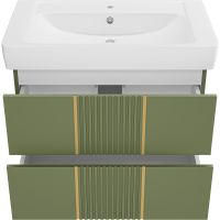 Тумба с раковиной Brevita Vega 80 УТ000022676 подвесная Зеленая матовая Золото — фото 3, Мебель для ванной
