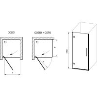 Душевая дверь Ravak Cool COSD1-90 X0VV70A00Z1 профиль Хром стекло Transparent — фото 4, Распашные душевые двери