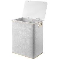 Товар: Корзина для белья Geralis KWG-S Croco Белая, кант Золото, большая - фото 2 Корзина для белья Geralis KWG-S Croco Белая, кант Золото, большая — фото 2, Корзины для белья