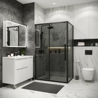 Товар: Душевая стенка Grossman Cosmo 70 200.K33.02.70.21.10 профиль Черный матовый стекло тонированное - фото 2 Душевая стенка Grossman Cosmo 70 200.K33.02.70.21.10 профиль Черный матовый стекло тонированное — фото 2, Боковые стенки