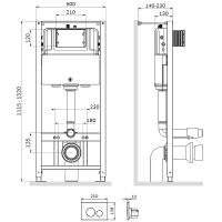 Инсталляция AM.PM Pro I012704.9038 для подвесного унитаза с Черной матовой клавишей смыва — фото 2, Инсталляции