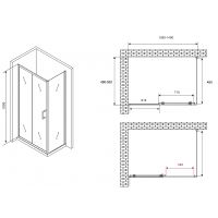 Душевой уголок Abber Schwarzer Diamant 140x50 профиль Хром стекло прозрачное арт-AG301405-S505 — фото 4, Прямоугольные душевые уголки