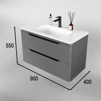 Тумба под раковину Style Line Марелла 90 Люкс Plus подвесная Серый матовый антискрейтч арт-СС-00002415 — фото 7, Тумбы под раковину