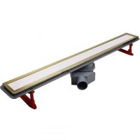 Душевой лоток Pestan Confluo Premium Line 550 White Glass Gold 13100121 с решеткой Белый глянцевый Золото глянцевое — фото 1, Душевые лотки